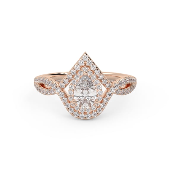 AFFY Infinity Halo Twisted Engagement Rings for Women, 0.80 Cttw Pear And Round Lab Grown Diamond Ring In 14K Rose Gold Over 925 Sterling Silver F-G-H, SI Quality Ring Size-8.5