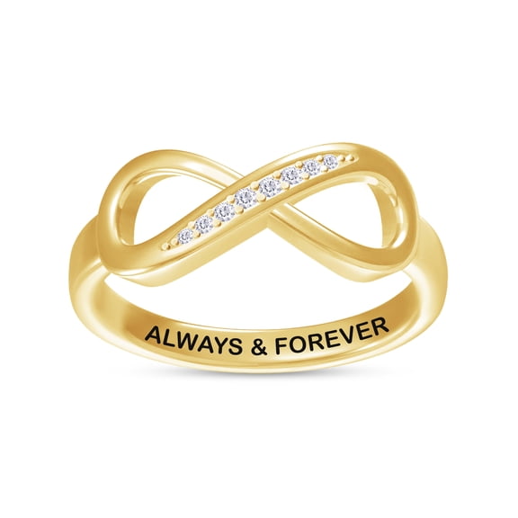 AFFY Infinity Promise Ring for Women | Round Lab Created Moissanite "Always & Forever" Stackable Wedding Bands Ring | 18K Yellow Gold Vermeil Jewelry Gifts For Her (0.05Cttw)-7