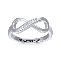 AFFY Infinity Promise Ring for Women | Round Lab Created Moissanite "Always Love You " Stackable Wedding Bands Ring | 14K White Gold Over Sterling Silver Jewelry Gifts For Her (0.05Cttw)-4