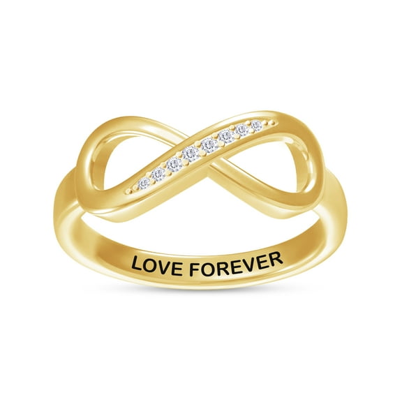 AFFY Infinity Promise Ring for Women | Round Lab Created Moissanite "Love Forever" Stackable Wedding Bands Ring | 14K Yellow Gold Over Sterling Silver Jewelry Gifts For Her (0.05Cttw)-9.5