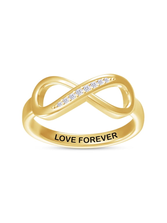 Infinity Promise Ring for Women | Round Lab Grown Diamond "Love Forever" Stackable Wedding Bands Ring | 18K Yellow Gold Vermeil Jewelry Gifts For Her (0.05Cttw)-5