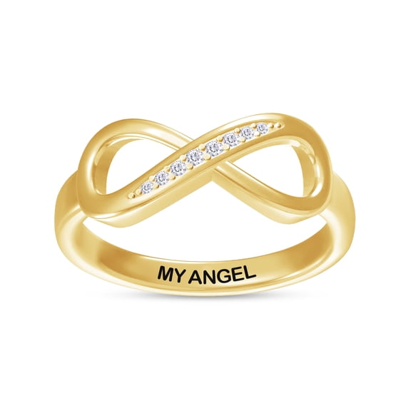 AFFY Infinity Promise Ring for Women | Round Lab Grown Diamond "My Angel" Stackable Wedding Bands Ring | 14K Yellow Gold Over Sterling Silver Jewelry Gifts For Her (0.05Cttw)-8.5