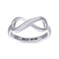 thumbnail image 1 of AFFY Infinity Promise Ring for Women | Round White Natural Diamond "Best Mom" Stackable Wedding Bands Ring | 14K White Gold Over Sterling Silver Jewelry Gifts For Her (0.05Cttw)-5, 1 of 4
