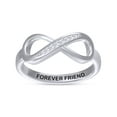 thumbnail image 1 of AFFY Infinity Promise Ring for Women | Round White Natural Diamond "Forever Friends" Stackable Wedding Bands Ring | 14K White Gold Over Sterling Silver Jewelry Gifts For Her (0.05Cttw)-10, 1 of 4