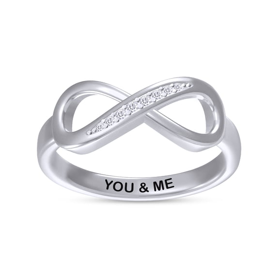 AFFY Infinity Promise Ring for Women | Round White Natural Diamond "You & ME" Stackable Wedding Bands Ring | 14K White Gold Over Sterling Silver Jewelry Gifts For Her (0.05Cttw)-4.5