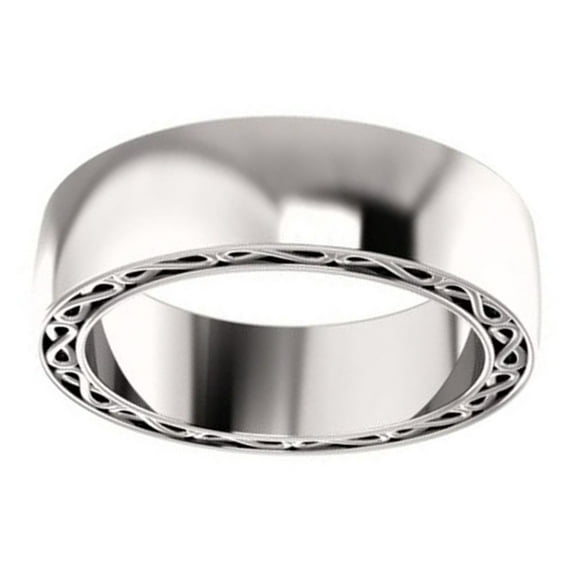 AFFY Infinity Side Style Comfort Fit Men's Band Ring In 14K Solid White Gold , Size-7