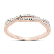 AFFY Infinity Twist Band Ring for Women, 0.10CT Round Moissanite Diamond 14K Rose Gold over Silver-4