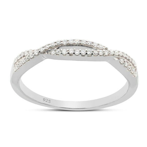 AFFY Infinity Twist Band Ring for Women, 0.10CT Round Moissanite Diamond 14K White Gold over Silver-9.5