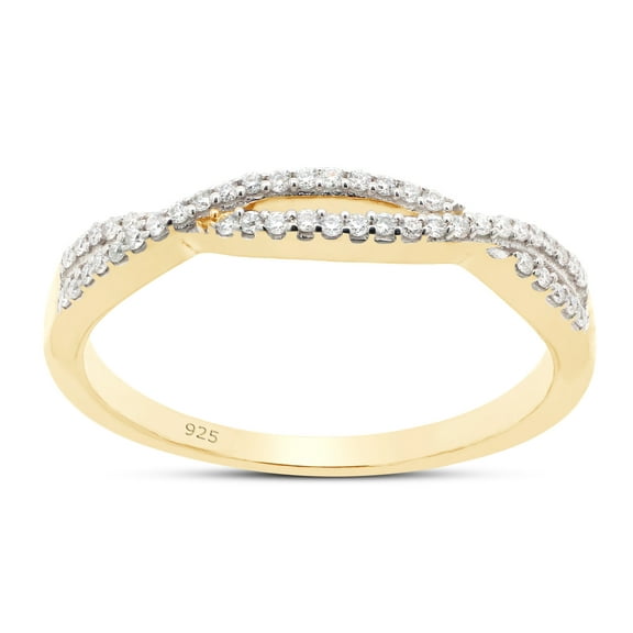 AFFY Infinity Twist Band Ring for Women, 0.10CT Round Moissanite Diamond 14K Yellow Gold over Silver-4.5