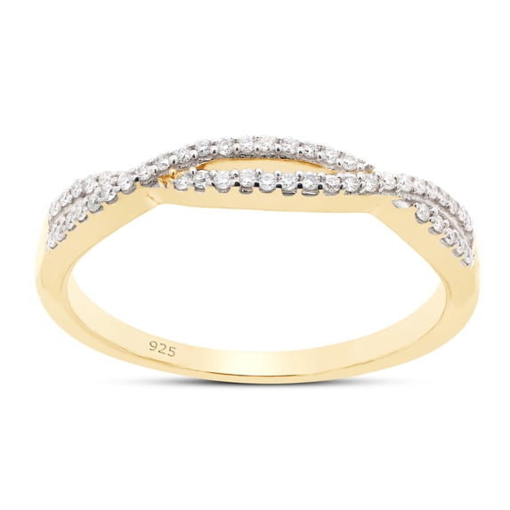 AFFY Infinity Twist Band Ring for Women, 0.10CT Round Moissanite Diamond 14K Yellow Gold over Silver-6