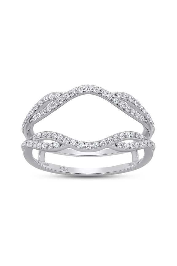 Infinity Wedding Ring Guard Enhancer, 0.40CT Moissanite Diamond 14K White Gold over Silver-4
