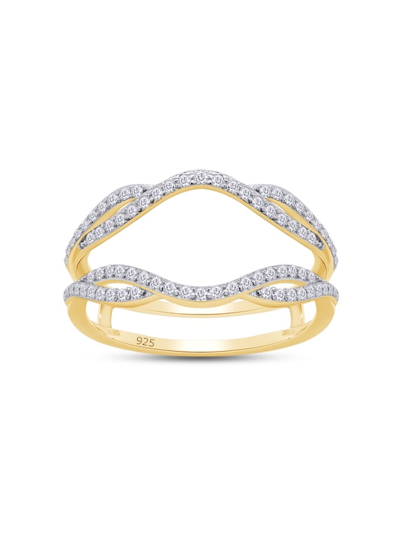 Infinity Wedding Ring Guard Enhancer, 0.40CT Moissanite Diamond 14K Yellow Gold over Silver-7.5