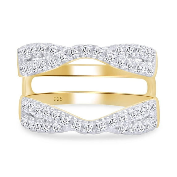 AFFY 0.85CT Moissanite Diamond Infinity Wedding Ring Guard Enhancer in 14K Yellow Gold over Silver-10