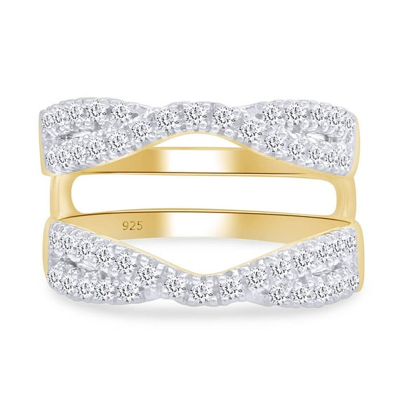 AFFY Infinity Wedding Ring Guard Enhancer, 0.85CT Moissanite Diamond 14K Yellow Gold over Silver-8.5