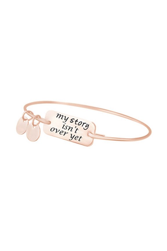 Initial Letter Customize My Story Isn't Over Yet 14k Rose Gold Over Sterling Silver Bangle Bracelet