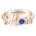 thumbnail image 1 of AFFY Jewelry Gifts Personalized Round Simulated Blue Sapphire Mom Promise Band Ring in 14k Rose Gold Over Sterling Silver Ring Size-5.5, 1 of 1