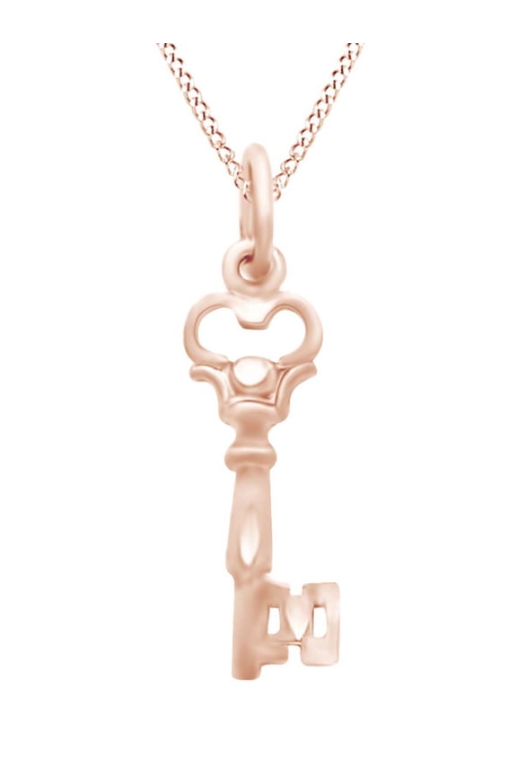 Key Pendant Necklace In 14k Rose Gold Over Sterling Silver