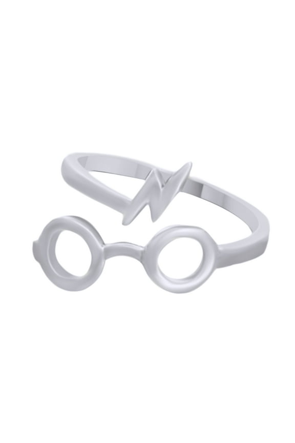 Lightening Bolt Open Ring In 14K White Gold Over Sterling Silver-8