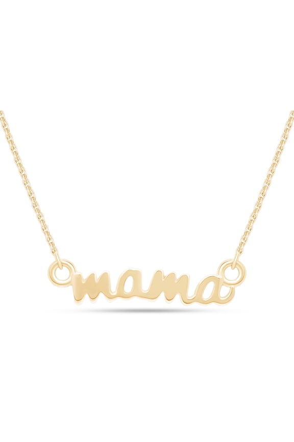 MAMA Name Letter Womens Pendant Necklace in 14K Yellow Gold over Sterling Silver