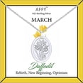 thumbnail image 1 of AFFY March Birth Month Daffodil Flower Oval Frame Disk Pendant Necklace In 14K White Gold Plated 925 Sterling Silver for Womens 18" Chain, 1 of 7