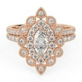 thumbnail image 1 of AFFY Marquise Frame Halo Beaded Bridal Set Ring for Women, 1.25 Carat (ctw) Lab Grown Diamond Engagement Wedding Ring 14K Rose Gold Over 925 Sterling Silver F-G-H, SI Quality Size-5.5, 1 of 6