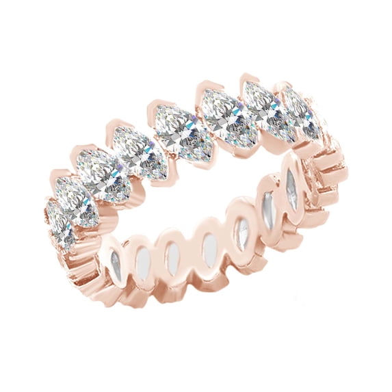 AFFY Marquise Shape White Cubic Zirconia Eternity Band Ring In 925 Sterling Silver (4.55 cttw) Ring Size-12.5