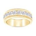 thumbnail image 1 of AFFY Men Wedding Band Ring Round Cubic Zirconia 7.5MM Width Milgrain Half Eternity Engagement Rings in 18K Yellow Gold Plated Jewelry Gift for Him-10.5, 1 of 7