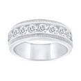 thumbnail image 1 of AFFY Men Wedding Band Ring Round Cubic Zirconia 7.5MM Width Milgrain Half Eternity Engagement Rings in 18K White Gold Plated Jewelry Gift for Him-12, 1 of 7