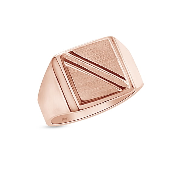 AFFY Men's Signet Ring In 14k Rose Gold Plated 925 Sterling Silver Gift For Her, Ring Size 11