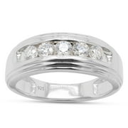 AFFY Mens Anniversary Wedding Band Ring, 0.50CT Moissanite Diamond 14K White Gold over Silver-4