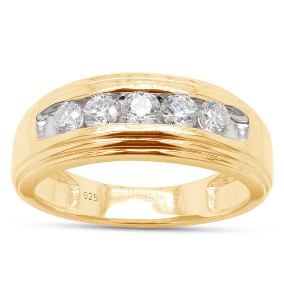 AFFY Mens Anniversary Wedding Band Ring, 0.50CT Moissanite Diamond 14K Yellow Gold over Silver-10
