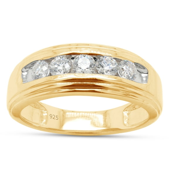 AFFY Mens Anniversary Wedding Band Ring, 0.50CT Moissanite Diamond 14K Yellow Gold over Silver-8.5