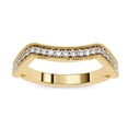 thumbnail image 1 of AFFY Milgrain Chevron Curved Wedding Band Ring for Women, 0.16 Carat (ctw) Round Cut Lab Grown Diamond Eternity Ring In 10K Solid Yellow Gold F-G, VS-SI Quality Ring Size-7, 1 of 6
