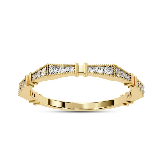 AFFY Milgrain Eternity Wedding Band Ring for Women, 0.16 Carat (ctw) Round Cut Lab Grown Diamond Engagement Ring In 14K Yellow Gold Over Sterling Silver F-G-H, SI Quality Ring Size-6.5