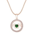 thumbnail image 1 of AFFY Mother's DAY Jewelry Gifts Simulated Emerald & White Cubic Zirconia Circle Frame Mom Heart Pendant Necklace In 14k Rose Gold Over Sterling Silver, 1 of 1