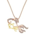 thumbnail image 1 of AFFY Mother's Day Jewelry Gift 0.1 Carat (Cttw) White Natural Diamond Two Tone Fish Mom Pendant Necklace In 14k Rose Gold Over Sterling Silver, 1 of 1