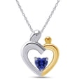 thumbnail image 1 of AFFY Mother's Day Jewelry Gift Heart Cut Simulated Blue Sapphire Two Tone Mom Pendant Necklace In 14k White Gold Over Sterling Silver, 1 of 7
