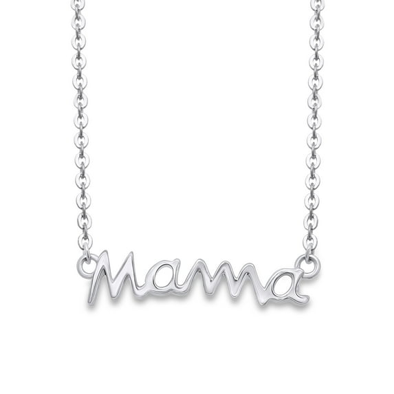 AFFY Mother's Day Jewelry Gifts Mama Pendant Necklace In 14k White Gold Over Sterling Silver