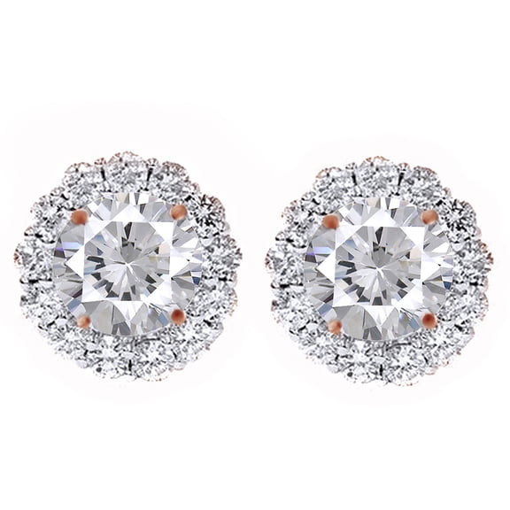 AFFY Natural Diamond 14K Solid Rose Gold Stud Earrings & Earring Halo Jackets (1.55 Ct)