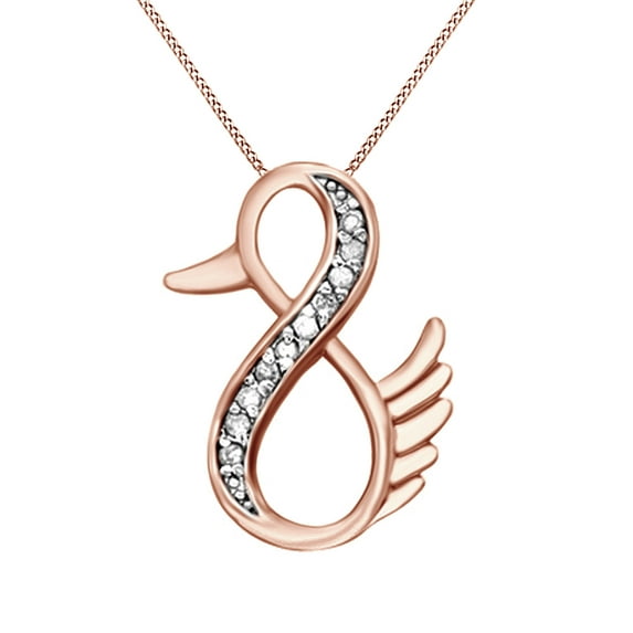 AFFY Natural Diamond Duck Infinity Pendant Necklace 14k Rose Gold Over Sterling Silver (1/10 Ct)