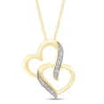thumbnail image 1 of AFFY Natural White Diamond Double Heart Pendant Necklace 10k Solid Yellow Gold (1/20 Cttw, I-J Color, I2-I3 Clarity), 1 of 7