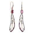 thumbnail image 1 of AFFY Oval Cut Simulated Pink Sapphire With Cubic Zirconia Dangle Earrings In 14K Solid Rose Gold, 1 of 1