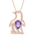 thumbnail image 1 of AFFY Pear Simulated Alexandrite & Cubic Zirconia Penguin Pendant Necklace 14K Rose Gold Over Sterling Silver, 1 of 7