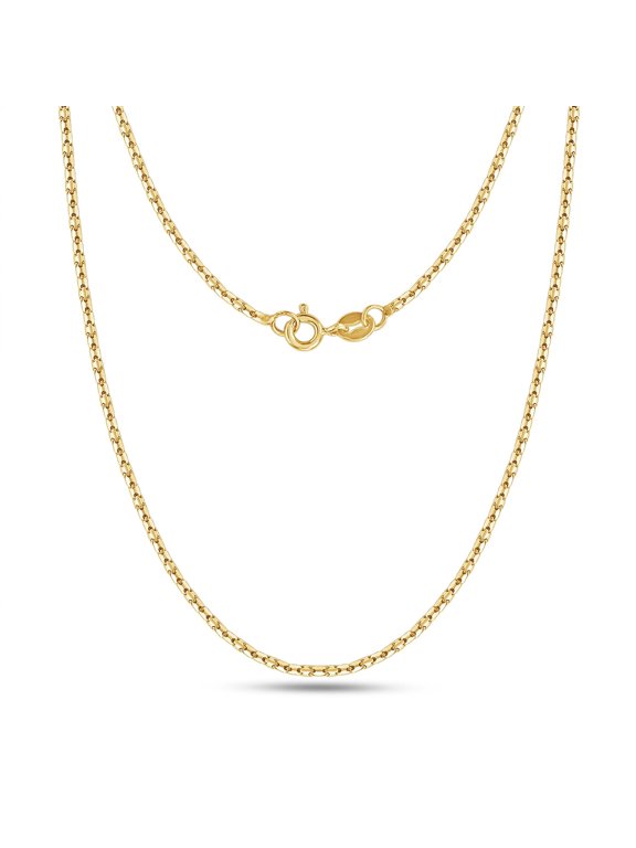 Popcorn-Chain Necklace for Women and Men Italian Crafted 1.5mm Coreana Chain 16 Inch 14K Yellow Gold Over 925 Sterling Silver with Spring Ring Clasp
