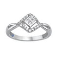 thumbnail image 1 of AFFY Princess Cut White Diamond Tilted Promise Ring in 10k White Gold, 1 of 1