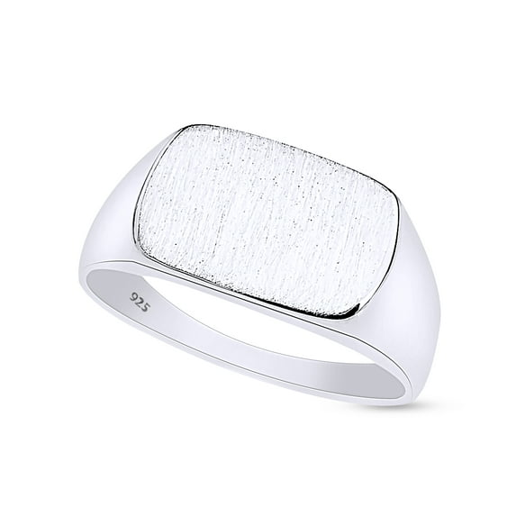 AFFY Rectangular Signet Ring In 14K White Gold Plated 925 Sterling Silver for Men's, Ring Size 9