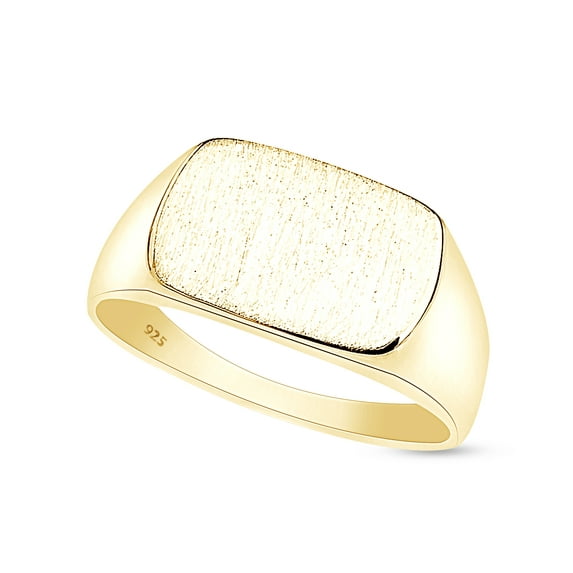 AFFY Rectangular Signet Ring In 14K Yellow Gold Plated 925 Sterling Silver for Men's, Ring Size 8.5