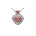 thumbnail image 1 of AFFY Red and White Natural Diamond Heart Pendant Necklace 14K White Gold Over Sterling Silver (I2-I3 Clarity), 1 of 1