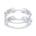 thumbnail image 1 of AFFY Round & Baguette Cubic Zirconia Simple Classic Guard Enhancer Ring in 14k White Gold Over Sterling Silver (0.46 Cttw) By, 1 of 10