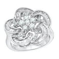 thumbnail image 1 of AFFY Round & Baguette Shape White Natural Diamond Swirl Flower Ring in 10K White Gold (1 cttw), 1 of 1